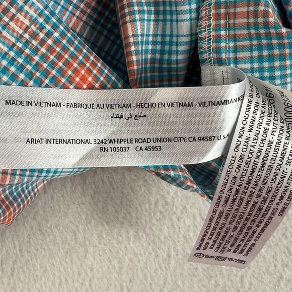 Ariat Button Up Shirt Men's M Naragon LS Stretch Orange Blue Plaid Classic NWT - Picture 10 of 15